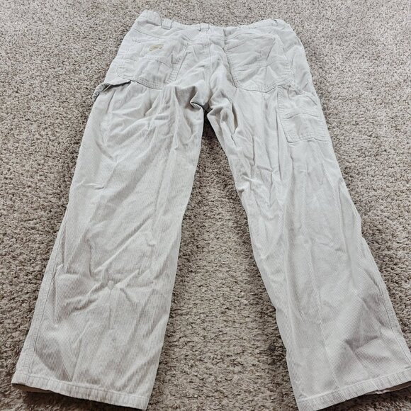 Vintage Lee Dungaree Corduroy Pants Mens 34x28.5 Tag 34x30 Beige Carpenter - Picture 5 of 7